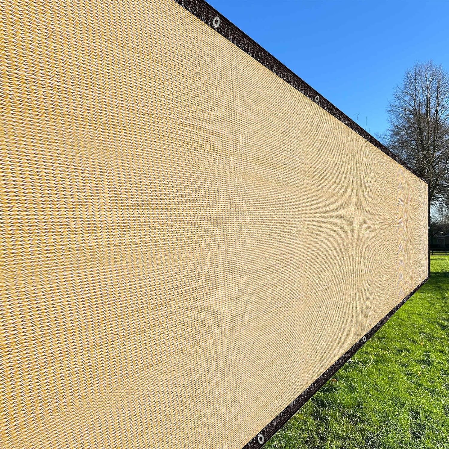 HARFINGTON Fence Privacy Screen 7ft x 13ft(8 Sqft) Shade Cloth Cover Mesh Fencing Mesh Shade Net Cover for Balcony Outdoor Deck Backyard Porch Plant, Khaki
