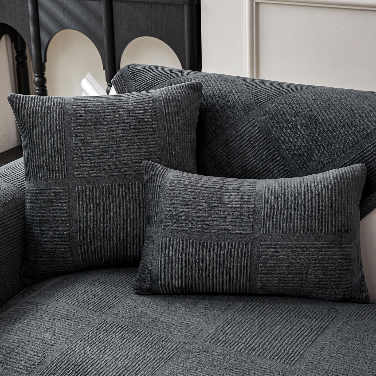 BXAEYIPOR Couch Überzug,Sofa Überzug,Sofa-Schutzhülle mit Rutschfester Unterlage,Neue Universelle rutschfeste Solide Strukturierte Sofa Überzug für Wohnzimmer,Multi-Size Sofa Sitzkissenbezug.