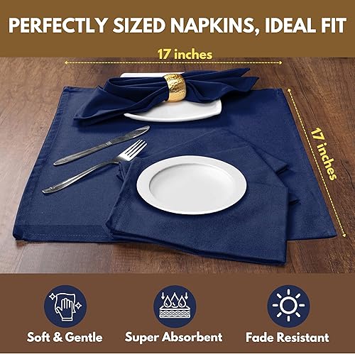 Miniatura 3 de Native Fab Juego de 4 servilletas de tela sólida, 100% algodón, lavables, reutilizables, de 17 x 17 pulgadas, servilletas de decoración de mesa para