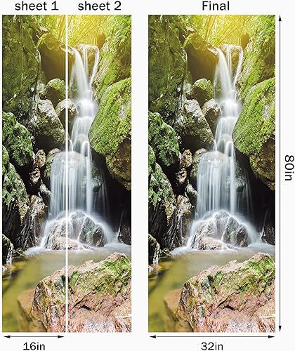 Miniatura 2 de FLFK Adhesivo mural para puerta, diseño floral retorcido moderno, negro, despegar y pegar, tamaño combinado 32 x 80 pulgadas, dividido en 2 piezas