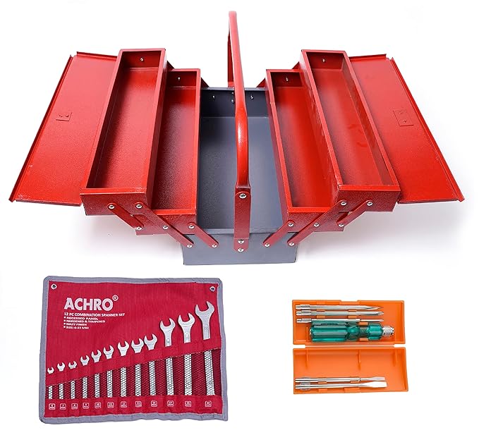 ACHRO Multipurpose Complete Tool Kit With Metal Tool Box For Home Contains (12