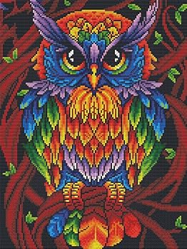 カラフルなフクロウ Amazon | OWN4B クロスステッチ刺繍キット図案印刷、11ct