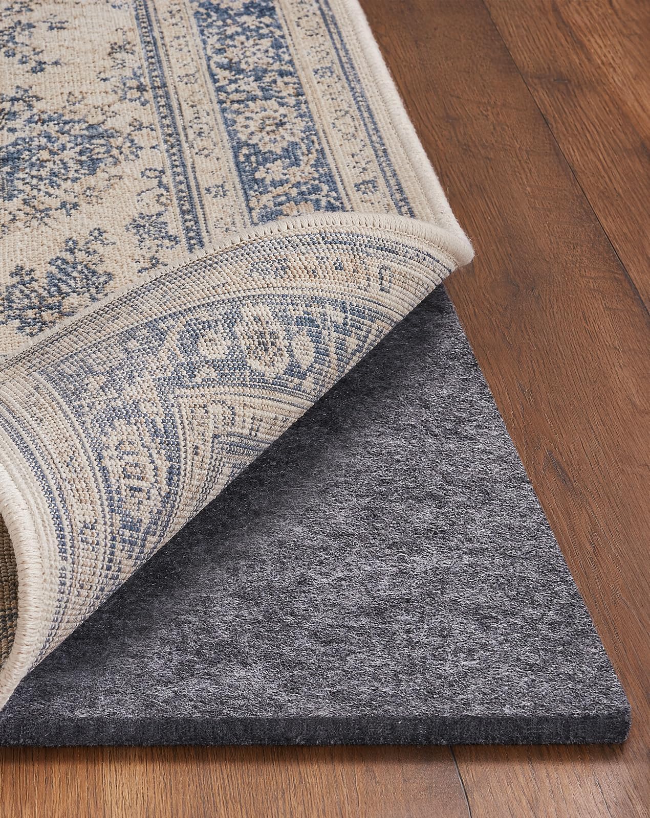 Veken Felt Cushioned Rug Pad 5 x 7 Ft, 1/4 Inch Thick, Dense Needle-Punched Carpet Underlay for Area Rugs, Protector Mat for All Hard Floors Including Hardwoods, with Over 99 Piece Pile fibers
