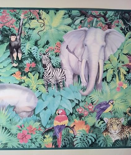 Miniatura 4 de Selva animales salvajes Prepasted pared frontera Roll