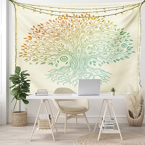 Miniatura 6 de Ambesonne Tapiz de árbol de la vida, mandala cultural tribal con patrón de árbol de la vida, colgante de pared ancho para dormitorio, sala de estar,