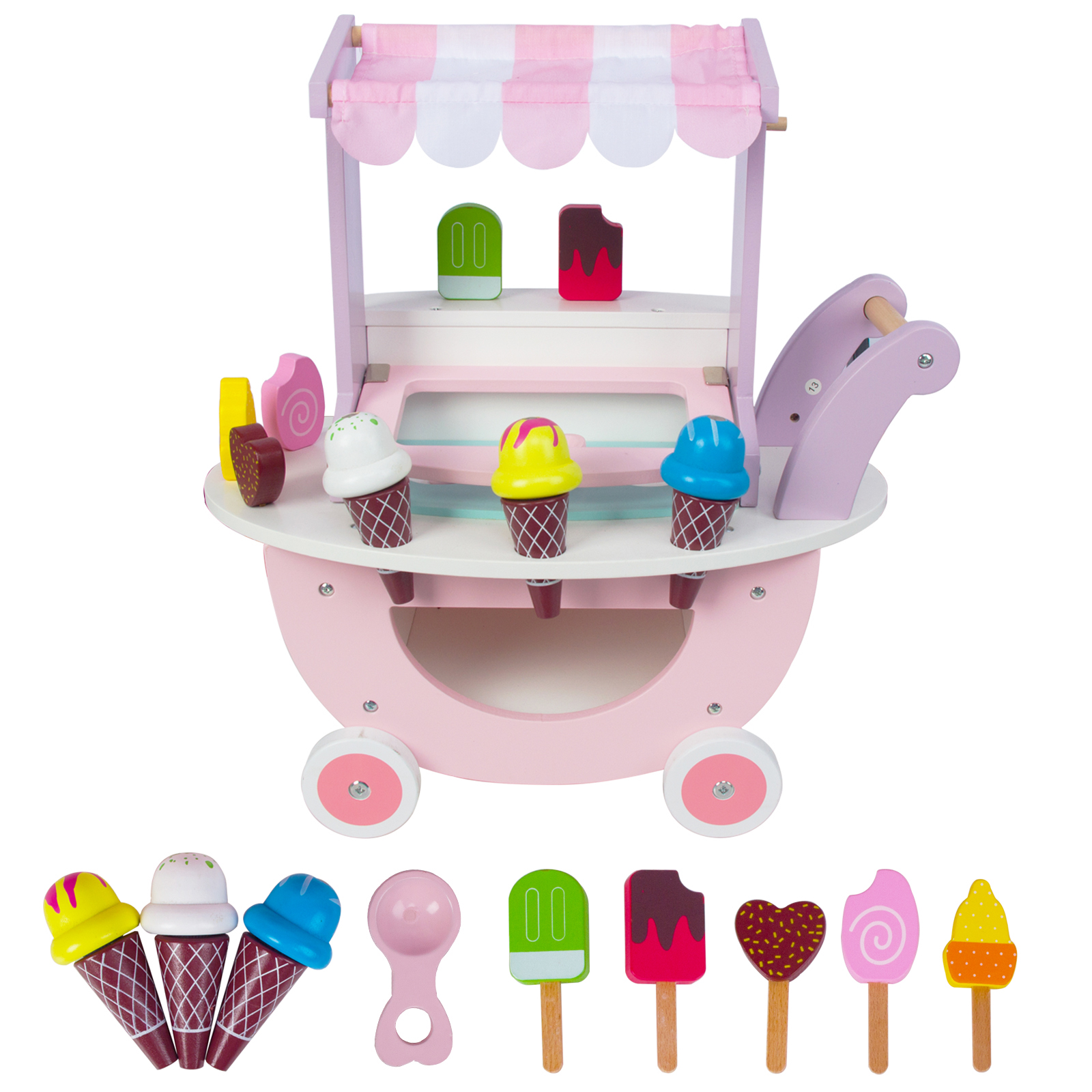 Wooden Learn Ice Cream Cart Toys for Kids 13