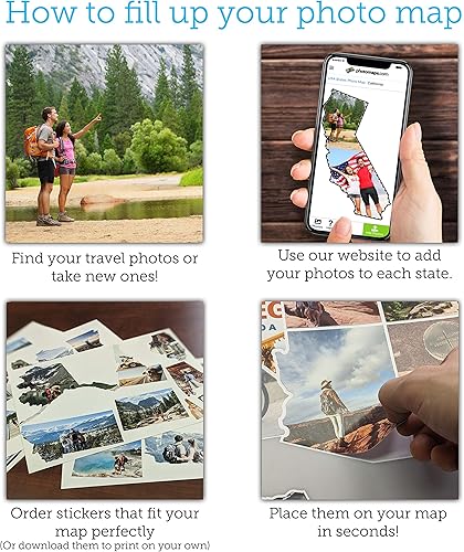 Miniatura 4 de Mapa de fotos personalizado de Estados Unidos, collage de calcomanías de viaje, 24 x 36 pulgadas, fabricado en Estados Unidos (gris claro, sin