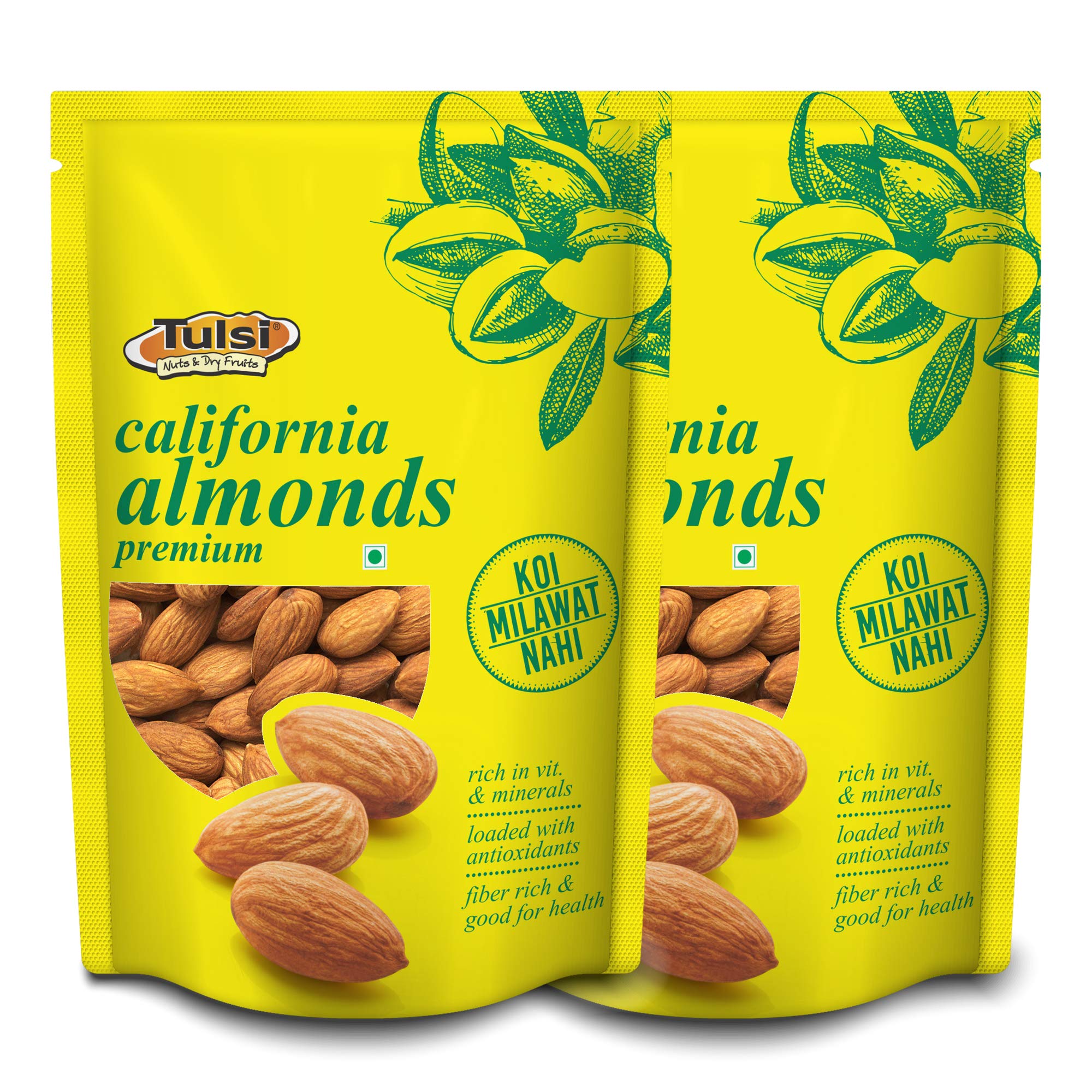 Tulsi California Almonds Premium 400g (200g x 2) | Whole Almond | Rich in Vitamins & Minerals | Good for Health | Loaded with Antioxidants | Nuts & Dry Fruits|Badam Giri | Healthy Nuts | (Pack of 2) (B08XXFVYQL) Amazon Price History, Amazon Price Tracker