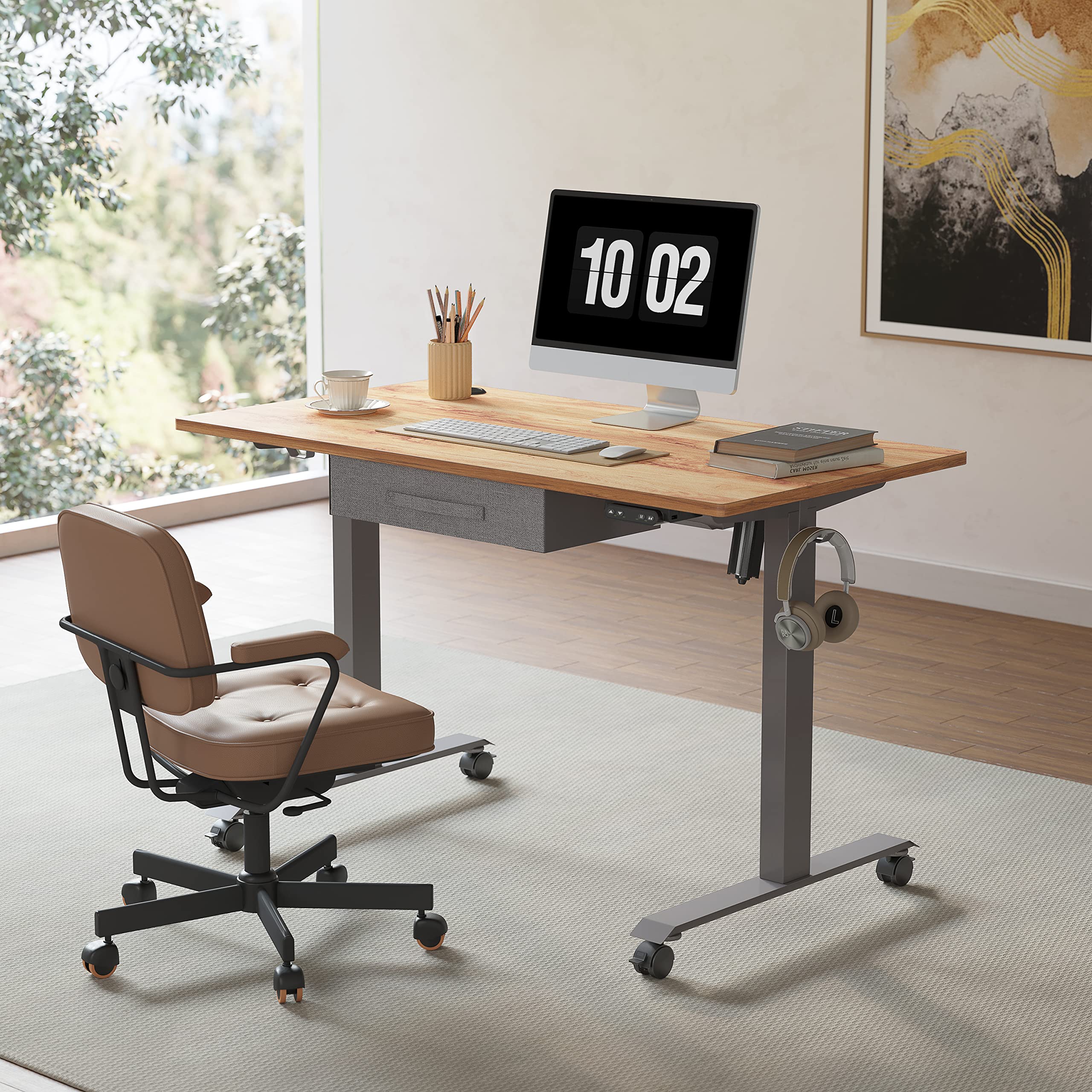 BANTI Adjustable Height Standing Desk With Drawers 48x24 Inches banti-adjustable-height-standing-desk-with-drawers-48x24-inches