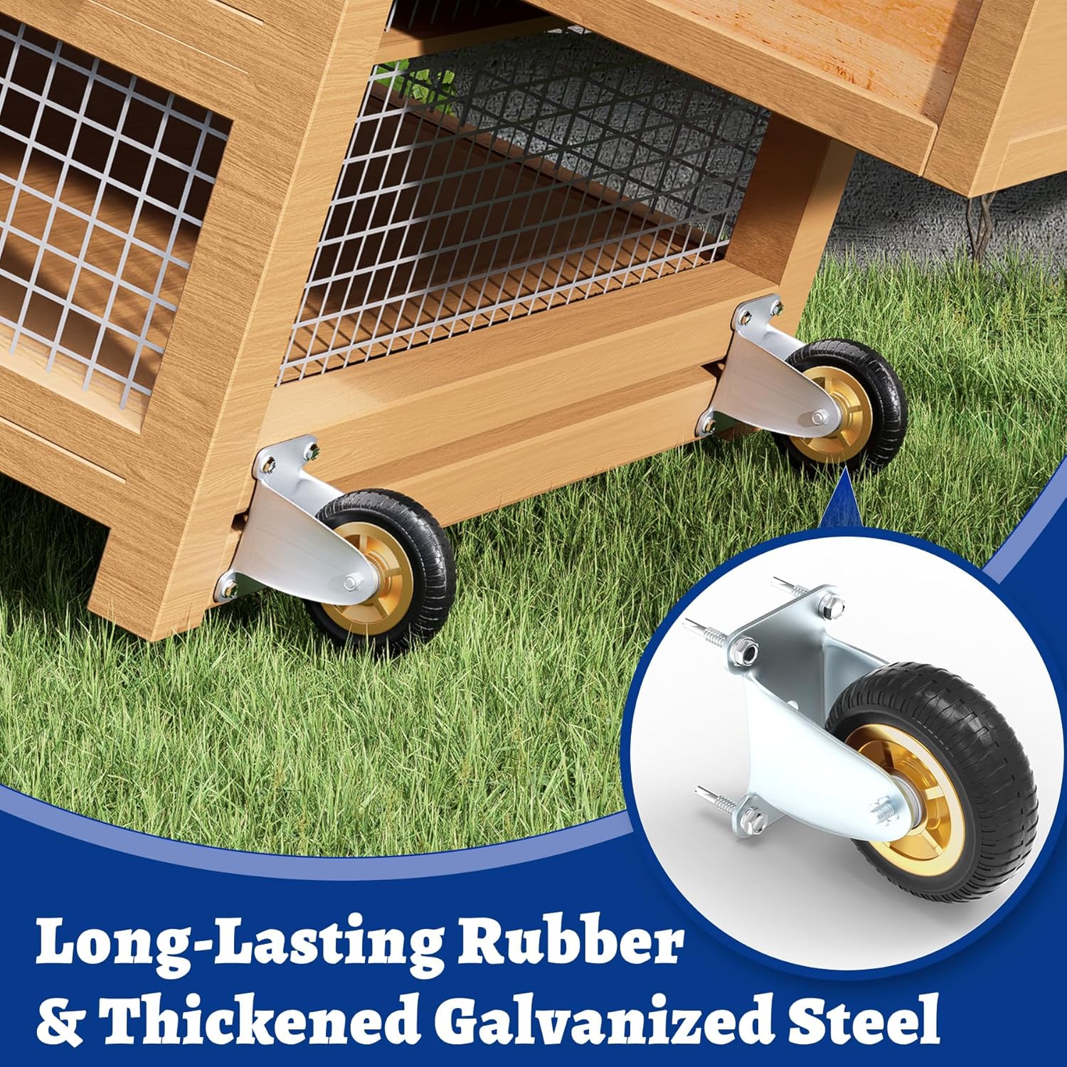 Mobile Chicken Coop Wheel Kit, Chicken Tractor Wheels and Lifting Handle, Chicken Cage Wheels for Portable Poultry Mobilization, Easy-Move Chicken Coop Accessories for Self Design