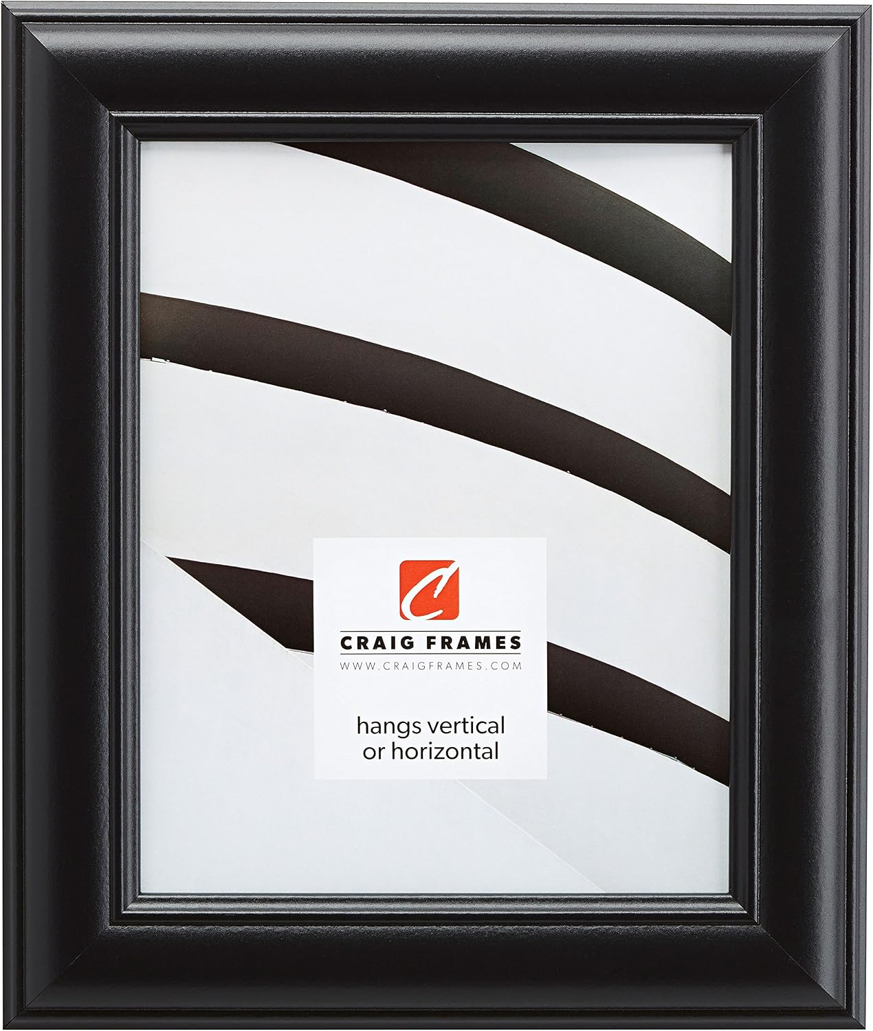 Craig Frames Bauhaus, Modern 1.25" Satin Black Picture Frame, 8 by 10-Inch