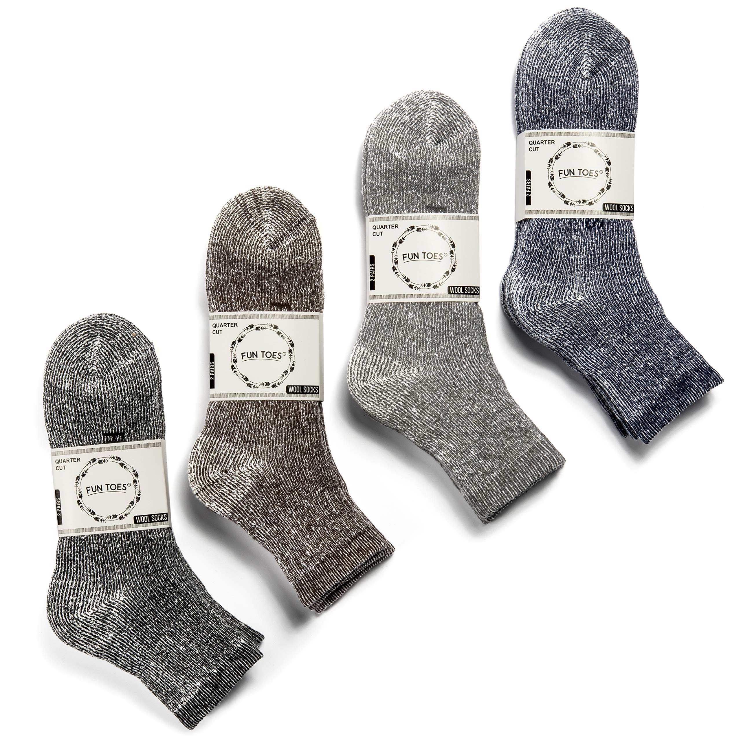 FUN TOES Calcetines de senderismo de lana merino para hombres y mujeres, soporte de arco y amortiguación, 6 pares