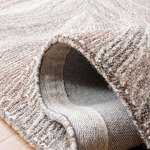 Miniatura 5 de SAFAVIEH Metro Collection MET505T - Alfombra de lana abstracta moderna hecha a mano de 4 x 6 pies, color marfil y marrón