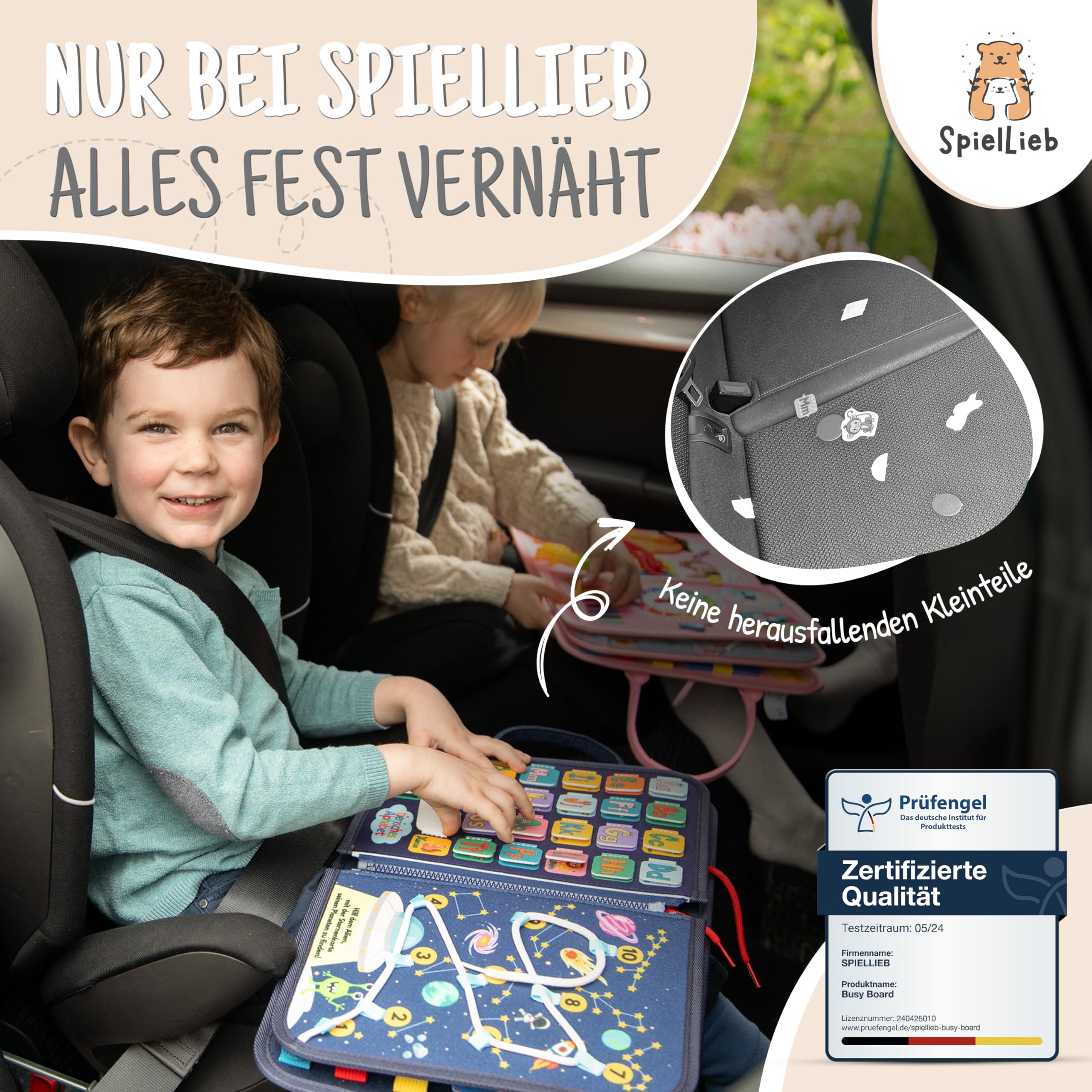 SpielLieb® Montessori Busy Board 3 Jahre - interaktives Activity Board Spielzeug für Kleinkinder - Beschäftigung für Auto & Flugzeug - Ideales Busy Book Geschenk für Entwicklung & Motorik