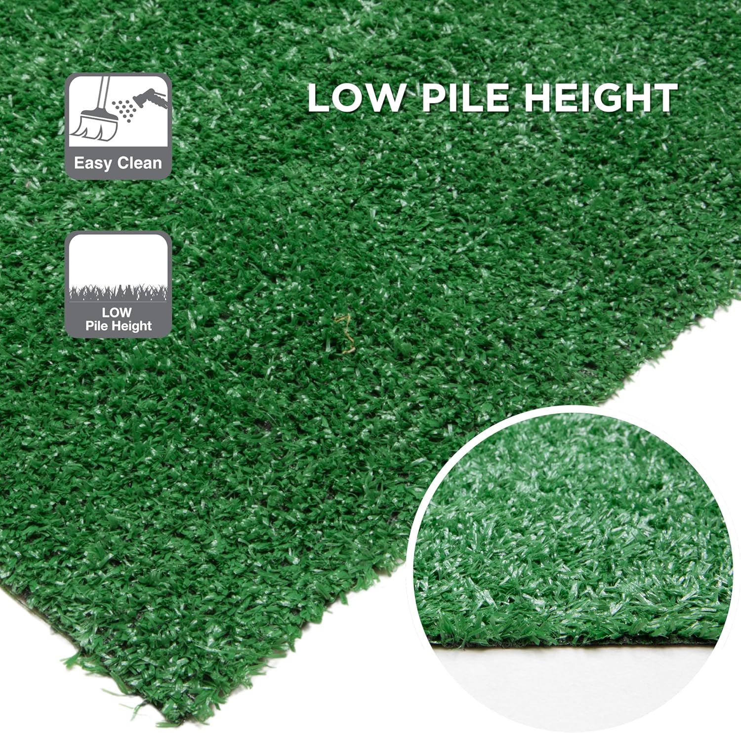 Oriental Weavers Sarasota 6' x 8' Artificial Faux Grass Rug - Realistic Turf - Durable, Hose-Off, for Indoor & Outdoor Use, Green