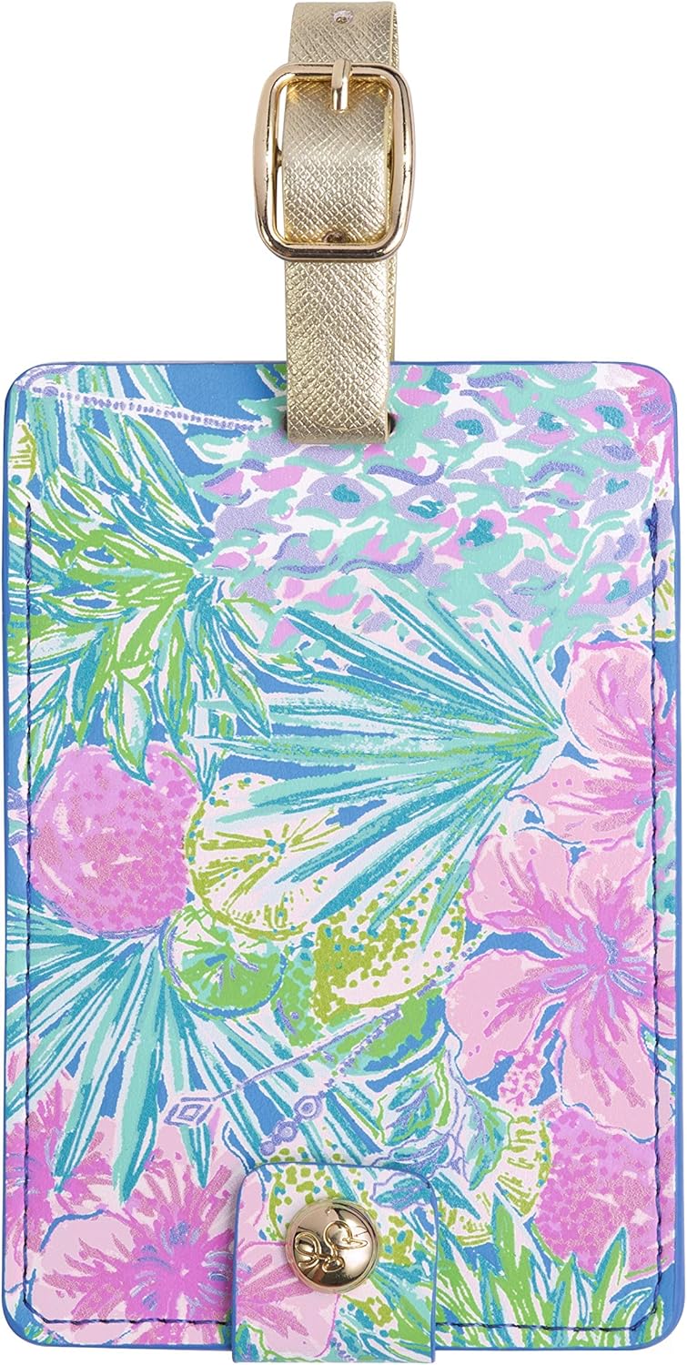 Lilly Pulitzer Leatherette Luggage Tag with Secure Strap, Colorful Suitcase Identifier for Travel Lilly Pulitzer Leatherette Luggage Tag with Secure Strap, Colorful Suitcase Identifier for Travel