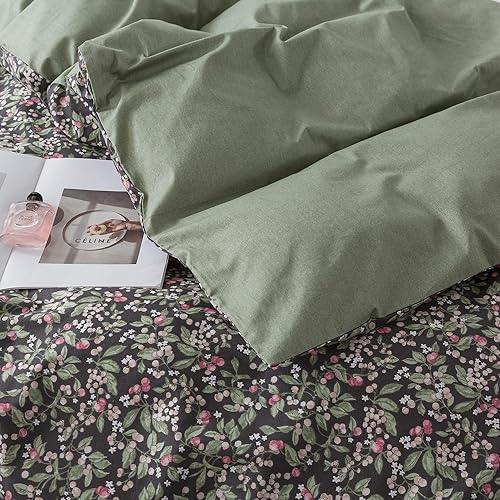 Miniatura 366 de HoneiLife - Juego de funda de edredón floral 100% algodón, 3 piezas, botánica, ropa de cama con cierre de cremallera y lazos en las esquinas