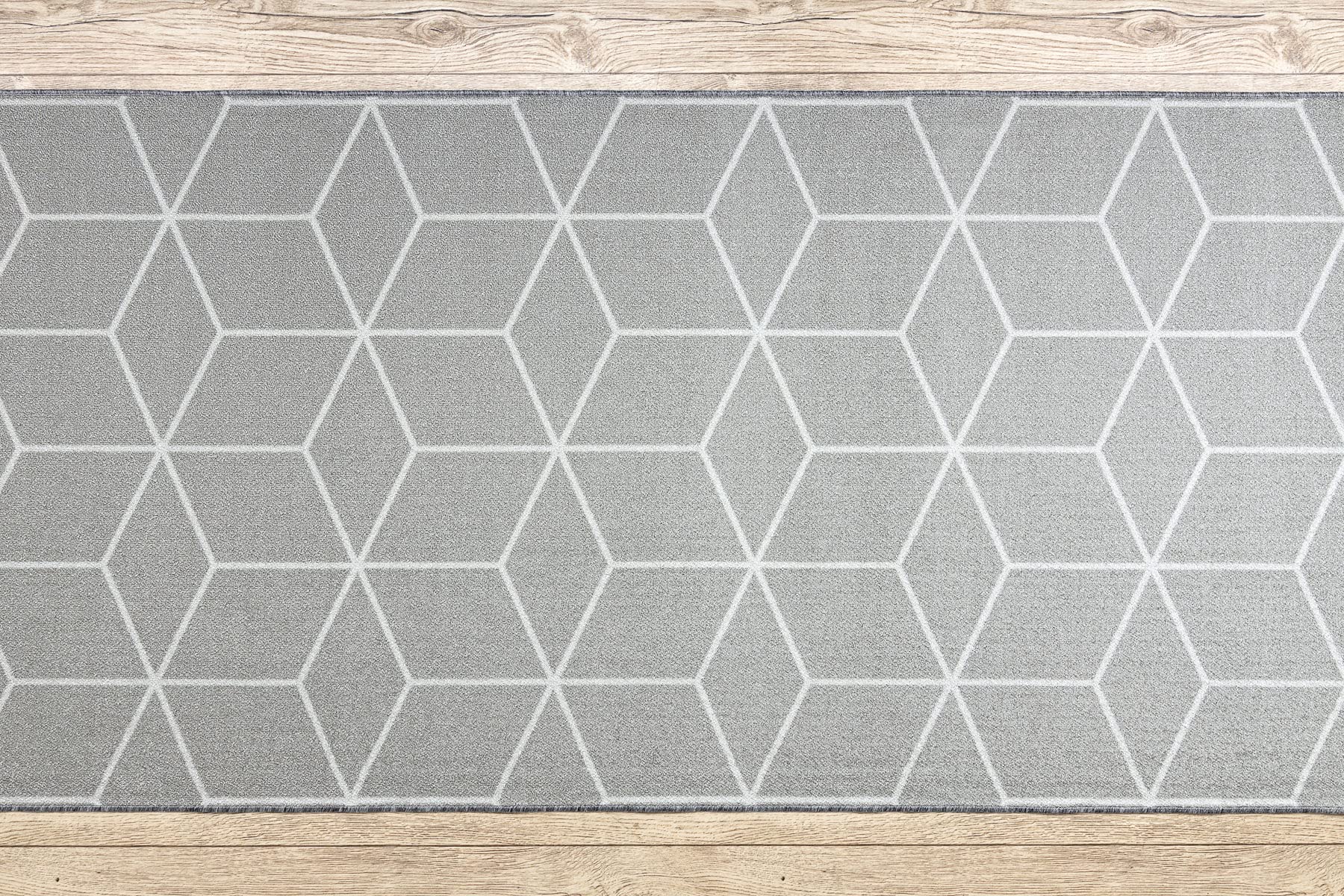 rugsx Tapis de Couloir Cube - Antidérapant, Moderne et Durable, idéal pour la Cuisine, Le Hall et Le Couloir, Gris 110x350 cm