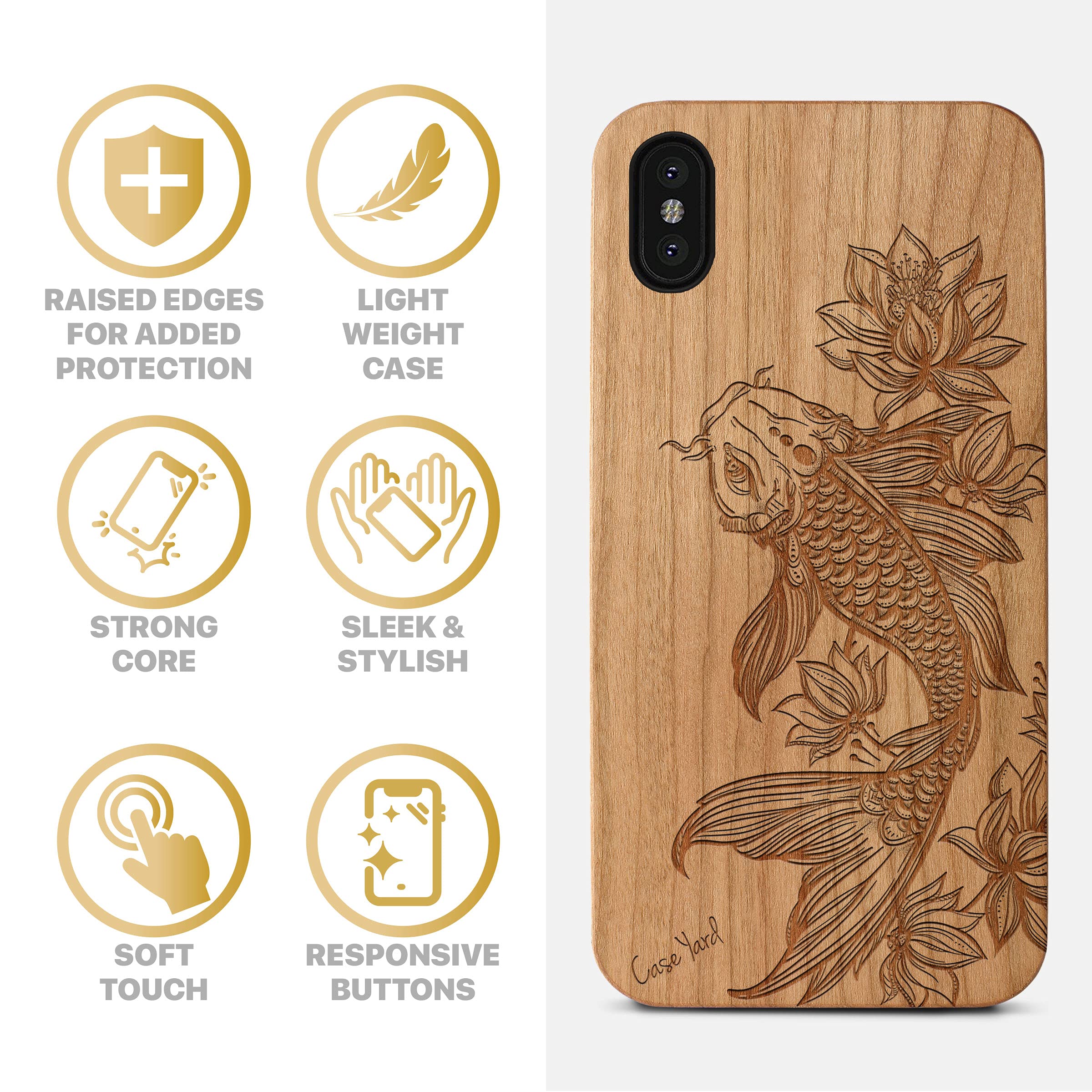 Amazon.co.jp: ケースヤード 木製ケース iPhone X/XS対応 ソフトTPU 