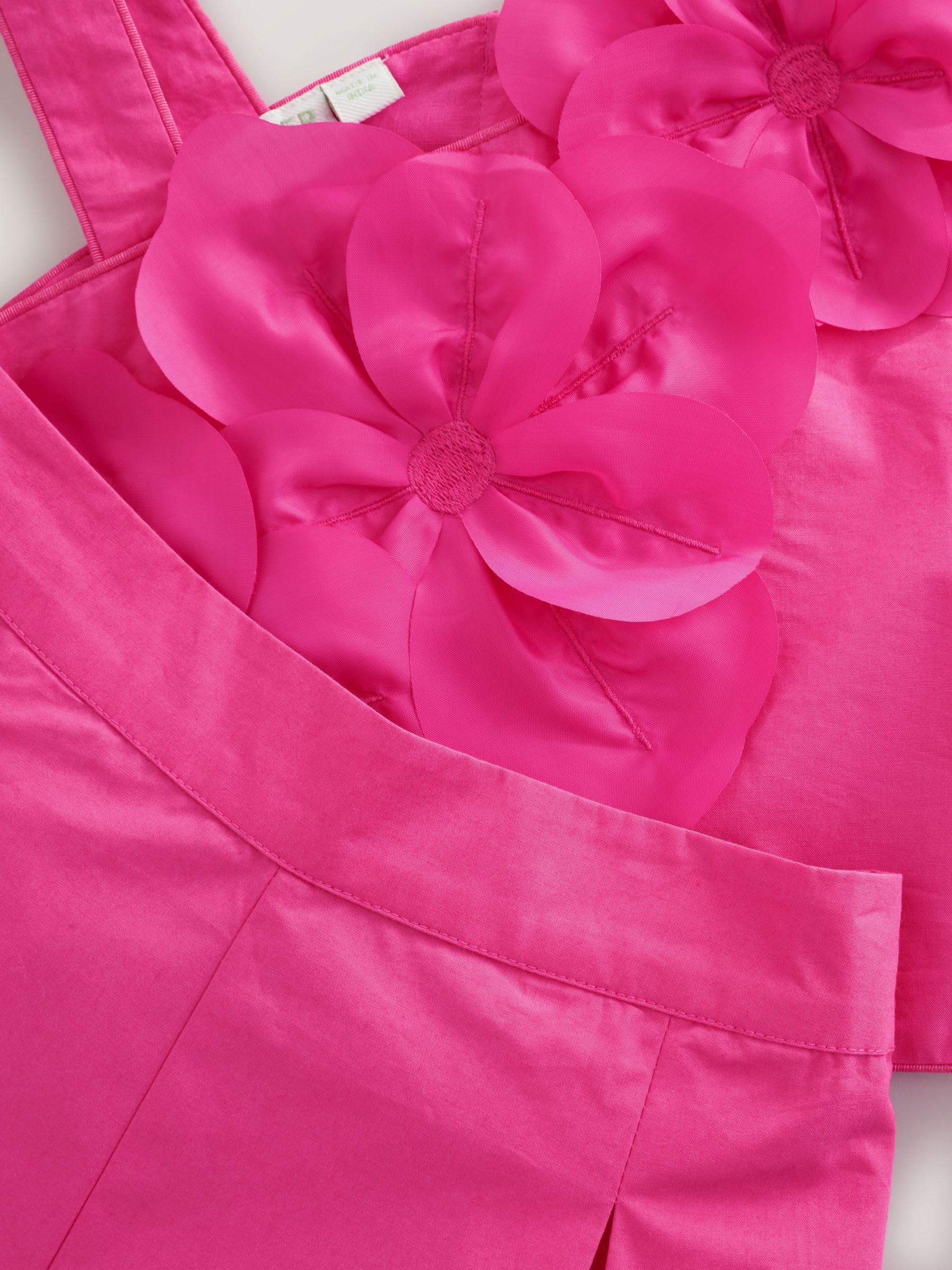 Niñas Conjunto de 2 piezas de top rosa con flores en 3D en un hombro y pantalones cortos