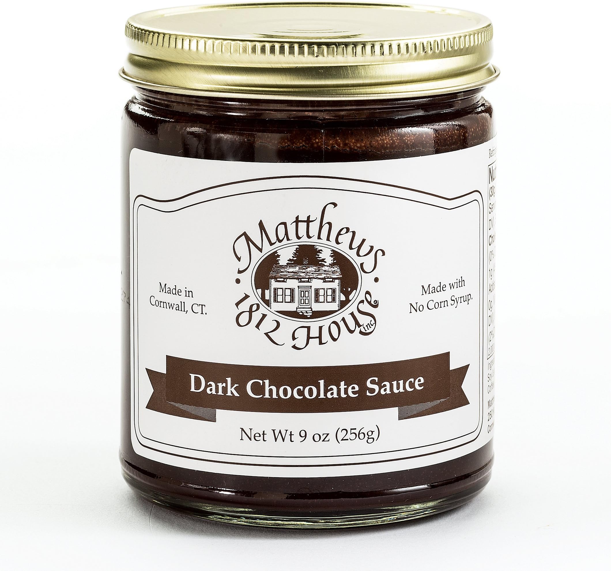 Matthews 1812 House Dark Chocolate Sauce- Small Batch, All Natural, Gourmet Dessert Sauce, No Corn Syrup, Ice Cream Topping, 9 oz