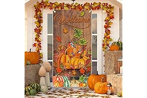 Happy Thanksgiving Vintage Burlap Maple Pumpkin Door Cover