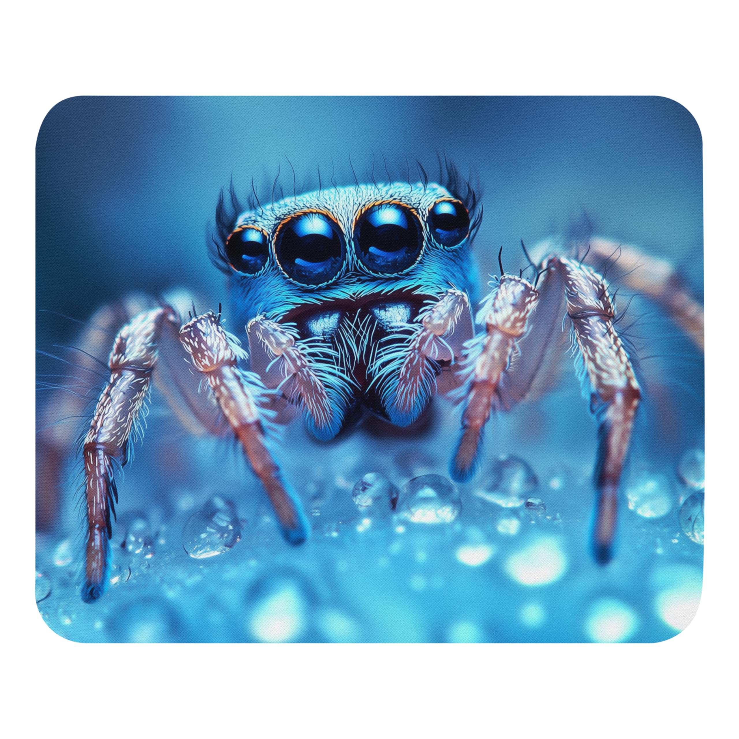 Print Mouse Pad Cute Blue Jumping Spider Rectangular Style Anti-Slip Rubber Mousepad Gaming Office Rubber Polyester Fabric 8.66 x 7.08 in Computer