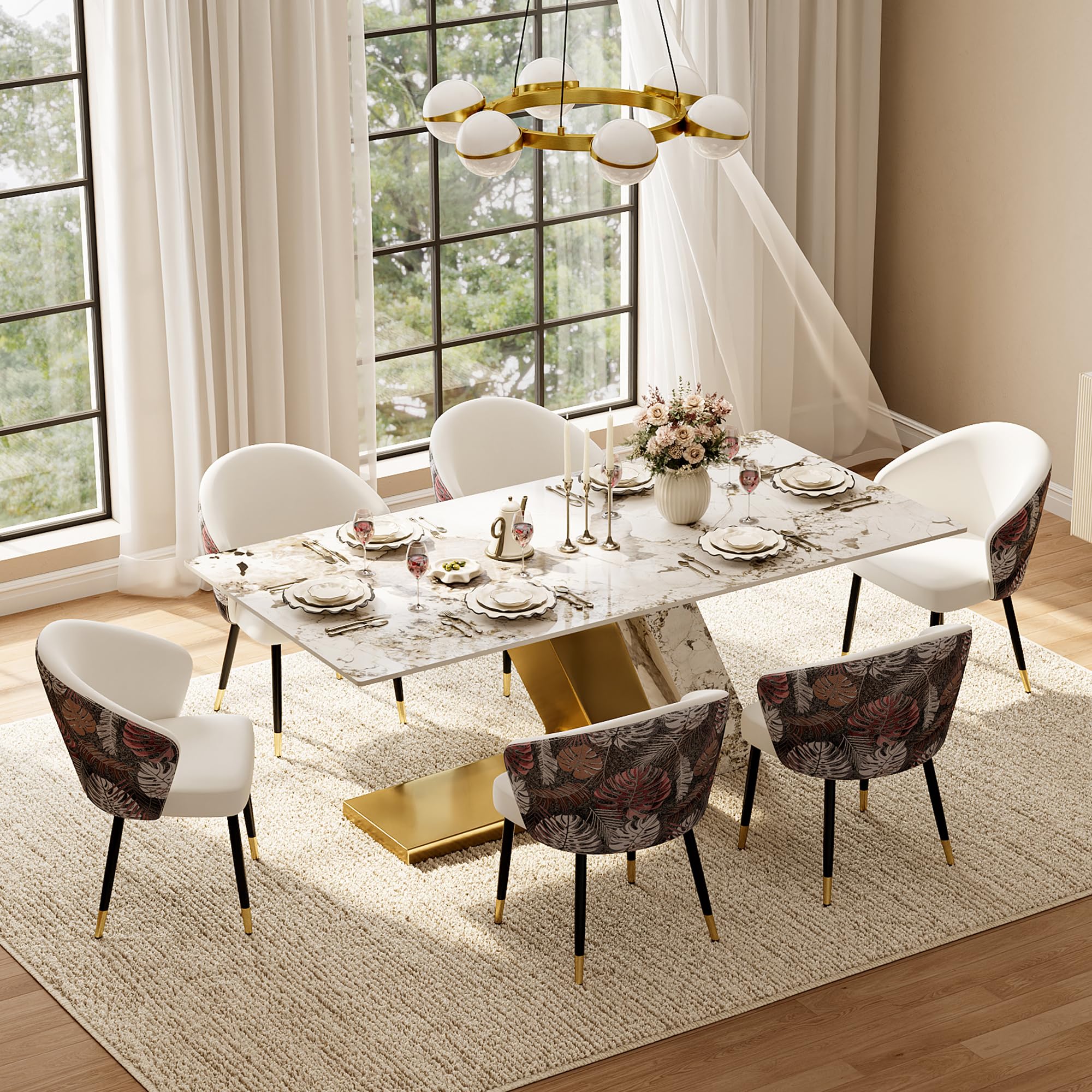 Amazon.com - homary Modern Dining Table for 6-8, 79