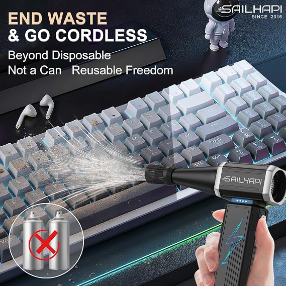 Powerful Air Duster, Rechargeable Blower, Turbo Fan, Barber Gifts