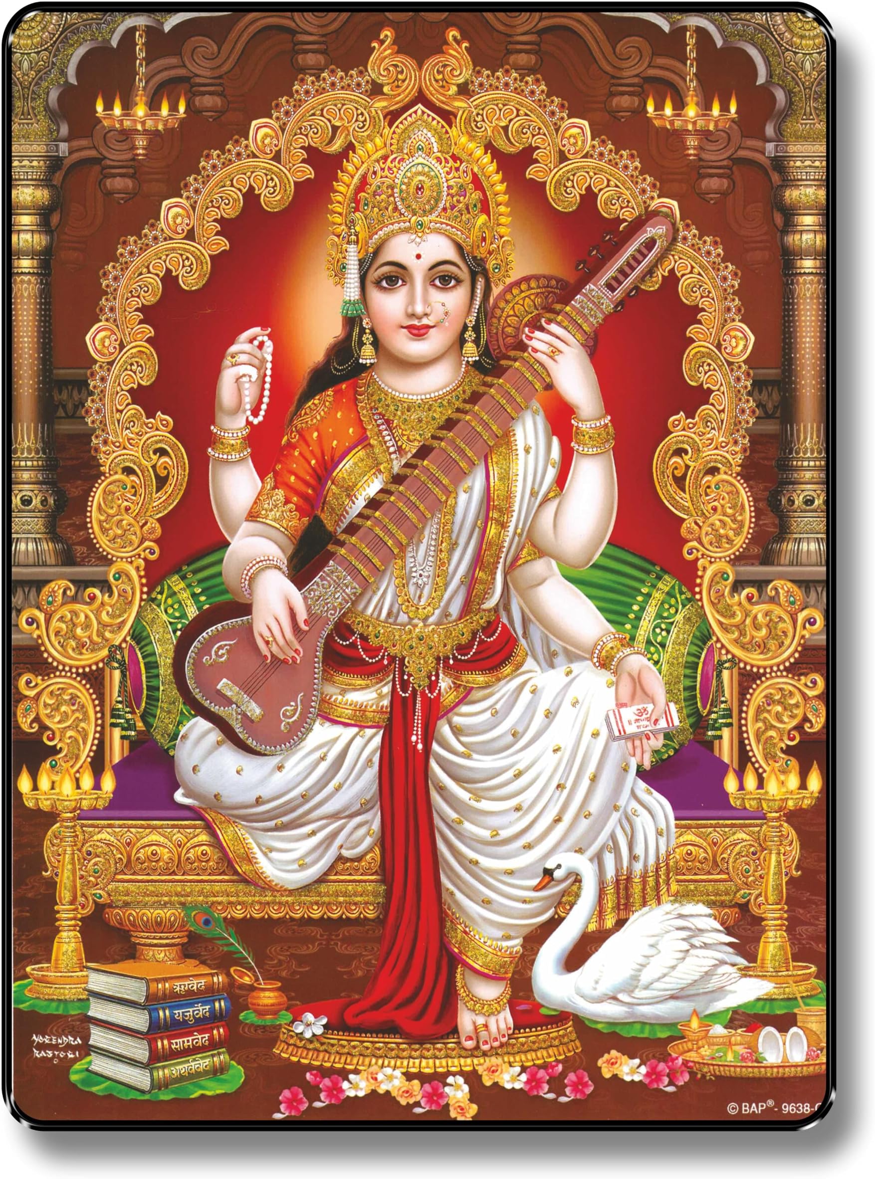 SAF paintings Saraswati Maa UV Textured Home Decorative Gift Item Framed Painting 14 inch x 11 inch SANFR05
