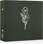 Lanpn 12x12 album photo de scrapbook d'inch, couverture en lin Acid sans acide 3 Livre de photos du dossier Binder Bring 12 x 12 avec 30 Manches en plastique 60 Pages (Noir, 30X30cm)