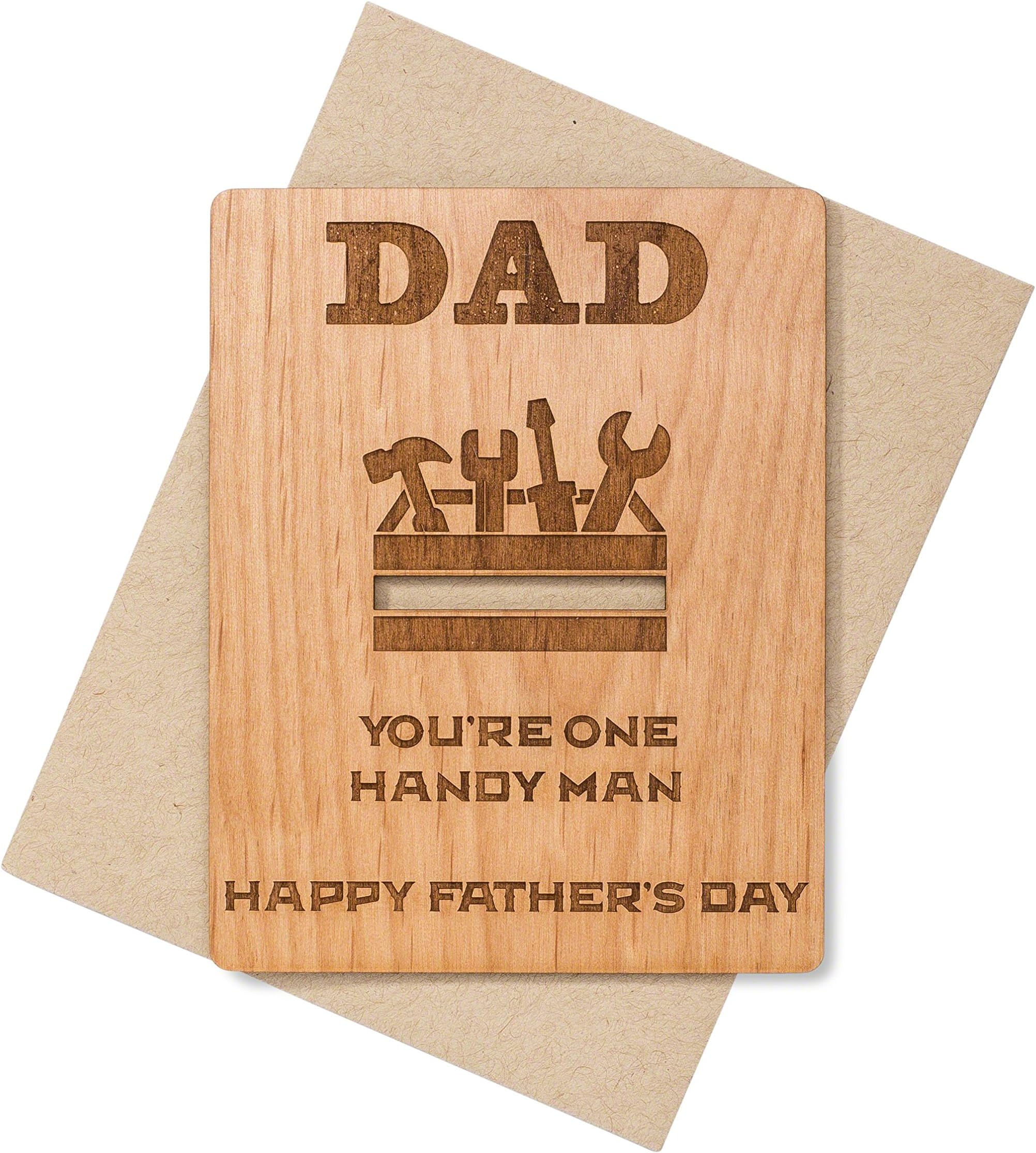 Handy Man Dad Mini Wood Card - Father's Day Gift
