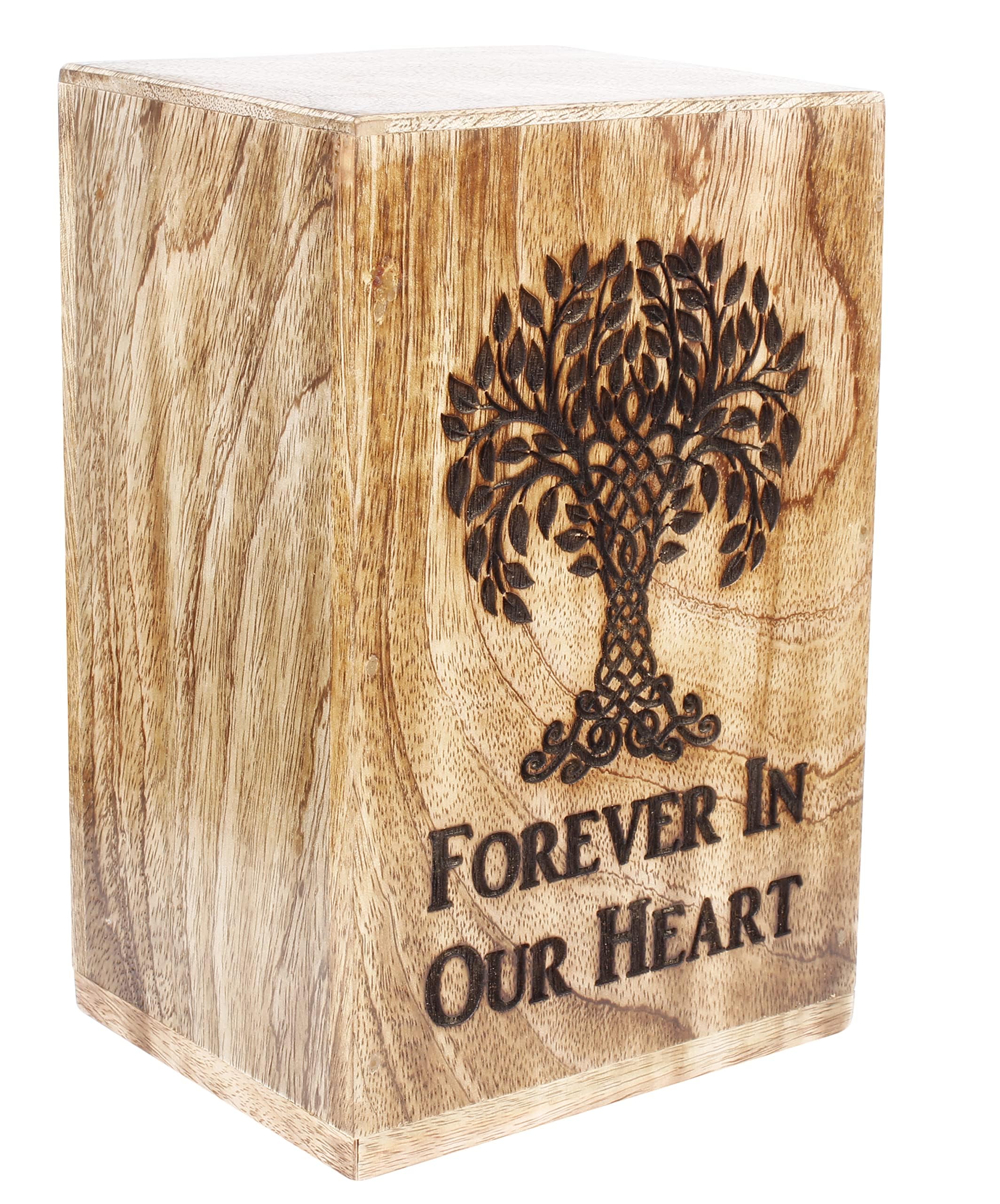 Wooden Tree of Life Urn Box for Human Ashes, Urn for Pets Ash, Cremation Urn Box for Dogs Cats, Funeral Box, Wooden Box Burial, Urns for Infant-Medium Keepsake 9 X 6 X 5 Inches
