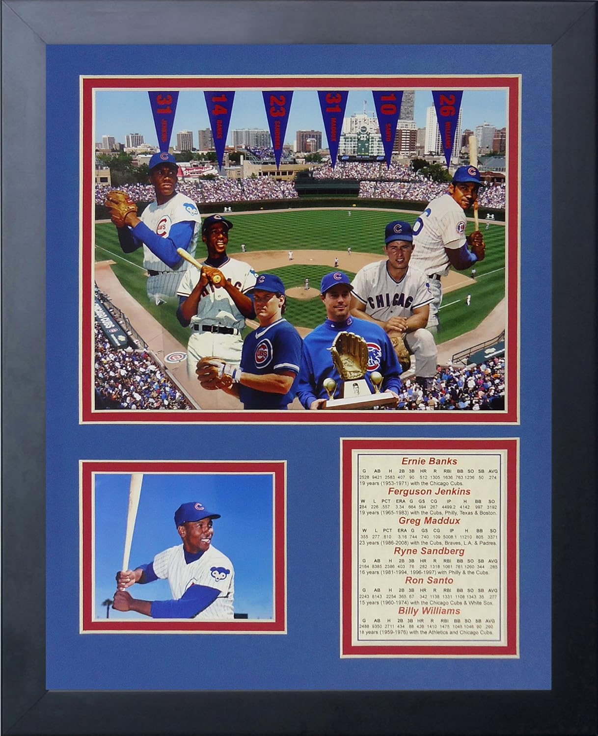 Legends Never Die Chicago Cubs Retired #'s Framed Photo Collage, 11 by 14-Inch