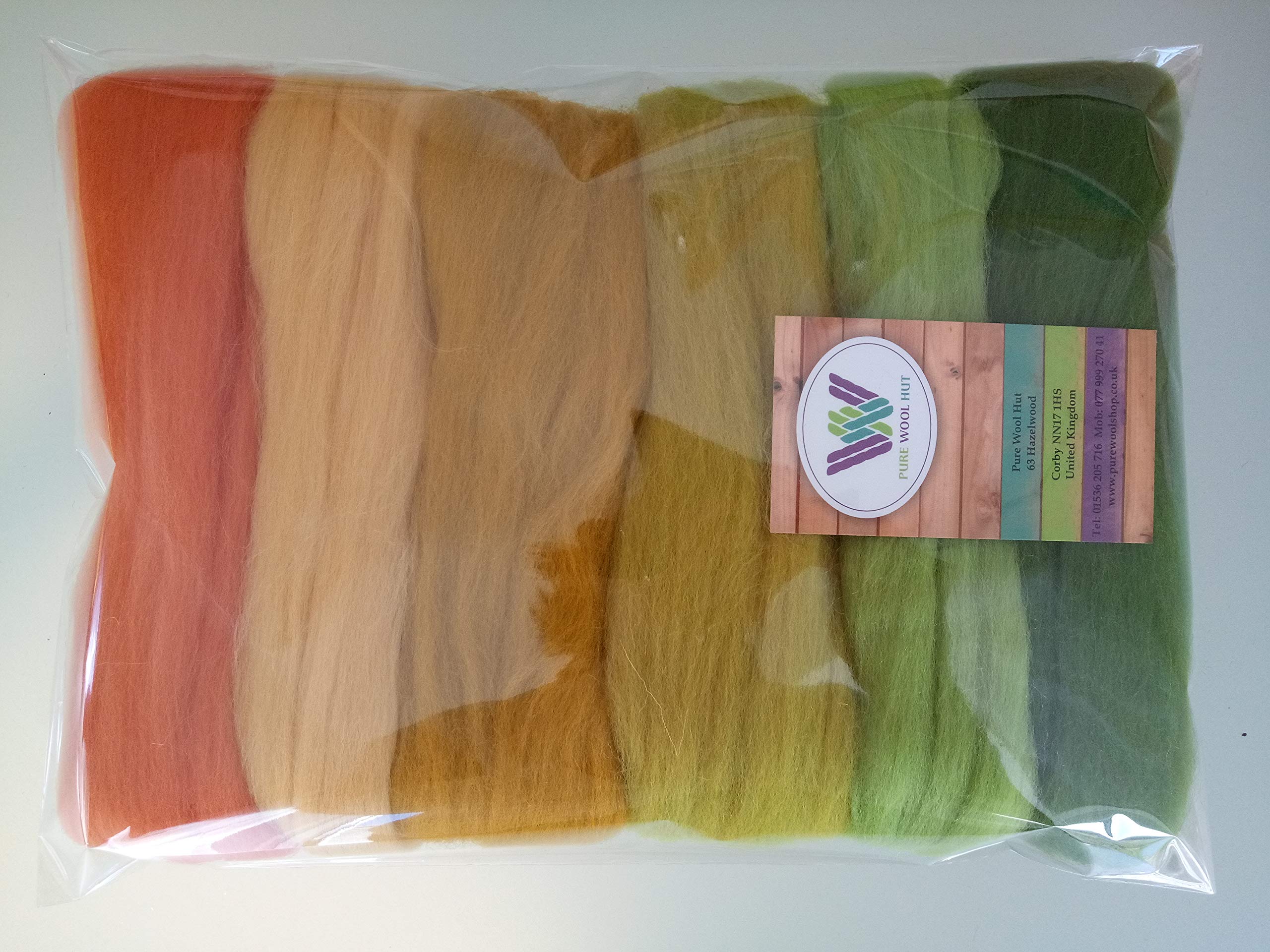 Harvest Set* Pure Wool Tops for Needle and Wet Felting, Packs of 30, 60 and 90 Grams (60 g)