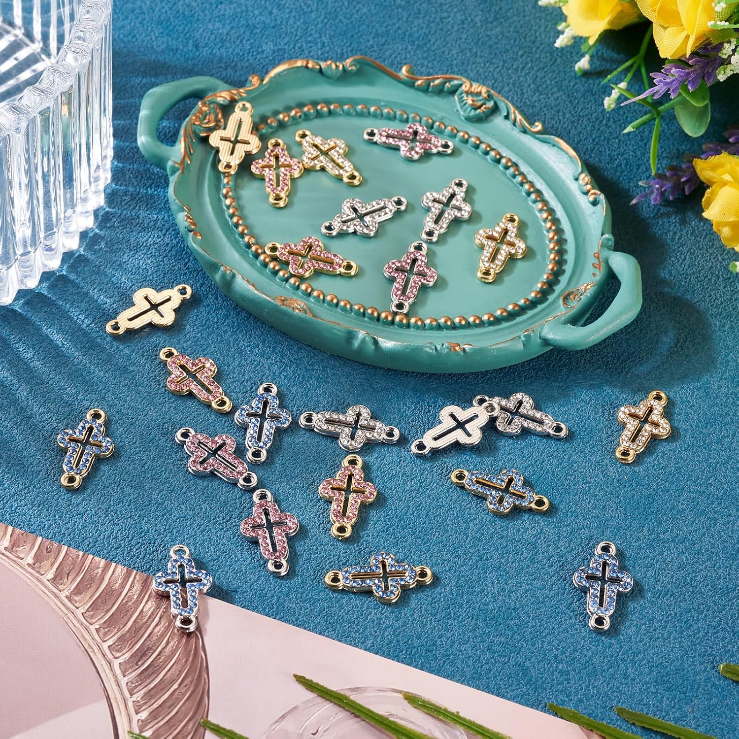 Craftdady Religious Rhinestone Connectors Cross Connector Charms Rhinestone Easter Link Charm Crystal Cross Pendants for Jewelry Making Charms Bracelets Crafts - Image 5
