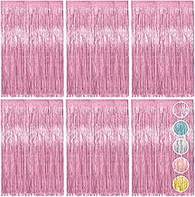 Vaktop Pack of 6 Tinsel Curtain Pink, Glitter Curtain Tinsel, Glitter Party Curtain, Foil Fringe Background for Party Decoration, Birthday Decoration, Wedding, Festivals, Stage Decoration (1 m x 2 m)