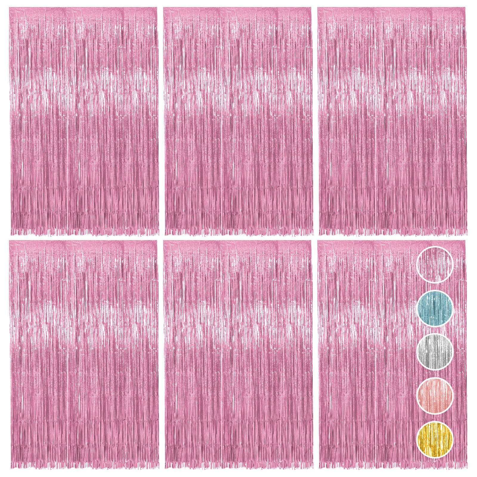 Vaktop 6 Stück Lametta Vorhang, Glitzervorhang Lametta, Glitzer Party Vorhang, Folien Fransen Hintergrund fur Party Deko Geburtstagsdeko Hochzeit Festivals Bühnendekor (1m x 2m)