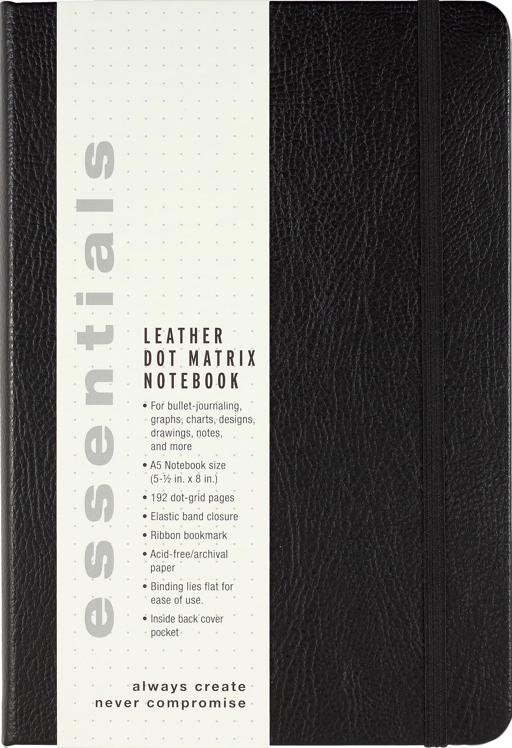 Essentials Leather Dot Matrix Notebook, A5 size
