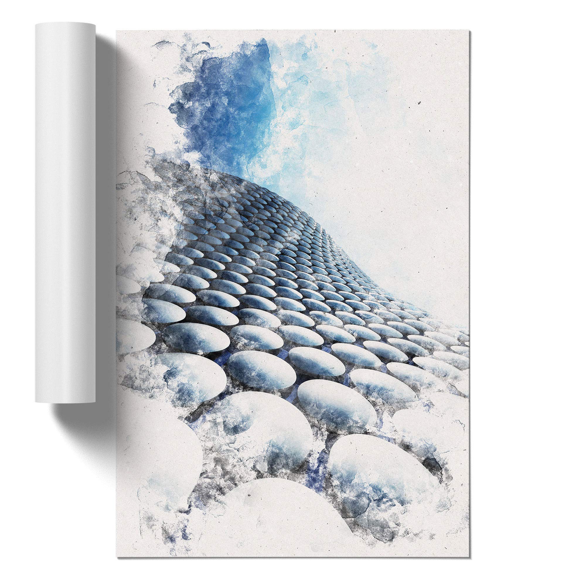 The Bullring in Birmingham Watercolour Unframed Print for Living Room Bedroom Home Office Décor, Wall Art Picture, A3 (29.7 x 42 cm)