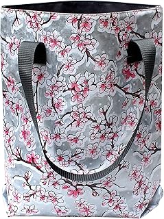 Borsa shopper donna - borsa per la speza, colori, in tela cerata, impermeabili, retro, Hanami argento