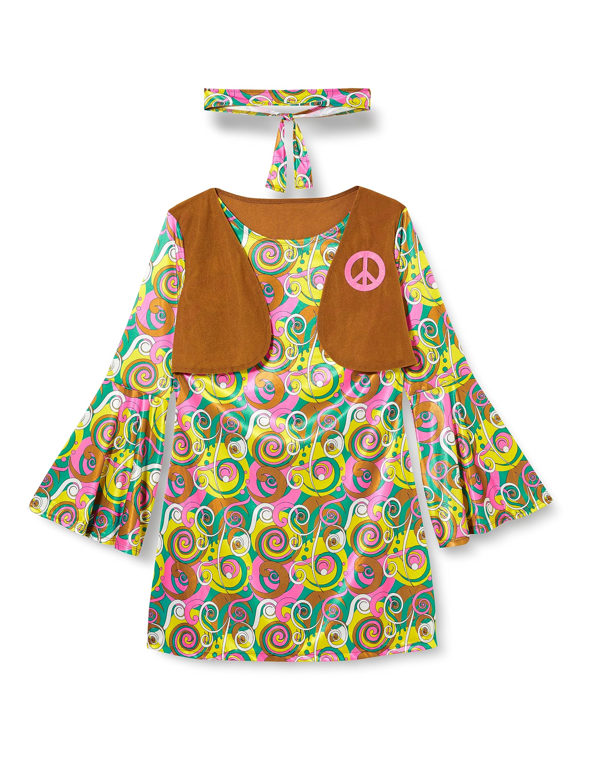 Amscan 9906993 - Women's 1960's Psychedelic Hippy Adults Fancy Dress Costume Size: 12-14
