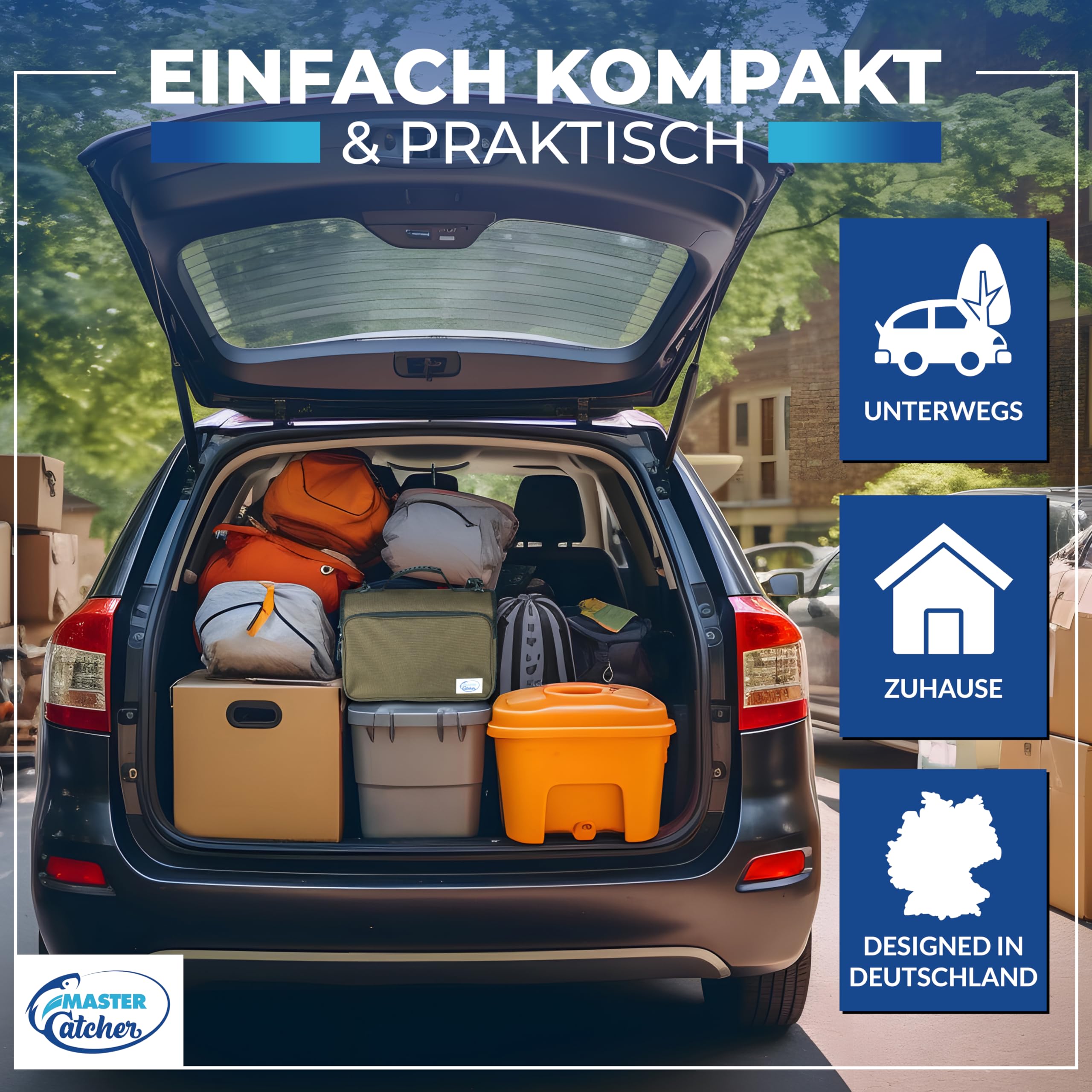 Forellenteig Tasche für 32 Gläser – MasterCatcher® – mehr Kapazität (statt 16–20) – Powerbait / Teiggläser Organizer – wasserabweisend – Designed in Germany