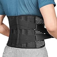 Vista 1 de FREETOO Corsés de espalda para alivio del dolor de espalda baja con 6 varillas, cinturón de soporte de espalda transpirable para hombres/mujeres