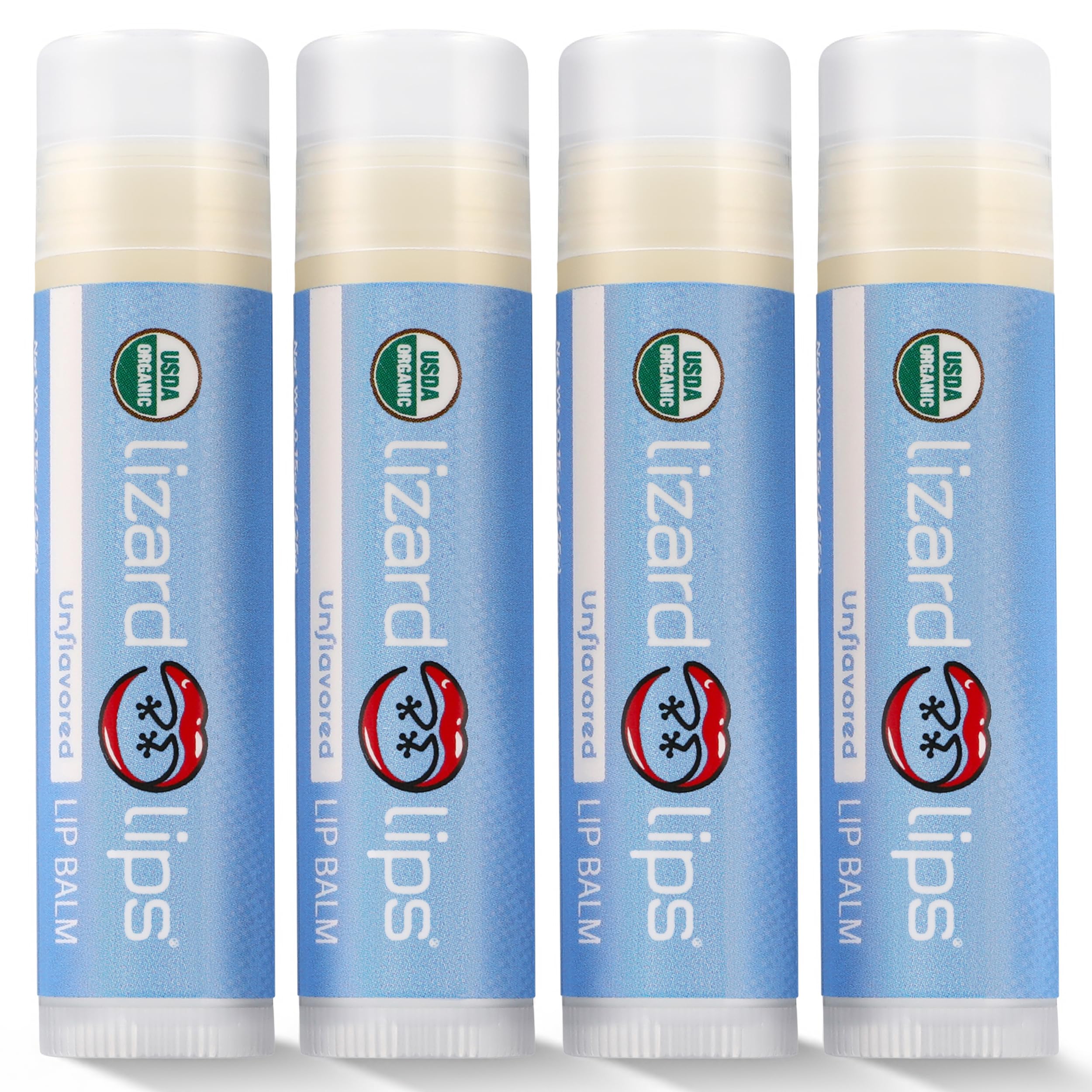 - LizardLips Natural Lip Balm Unflavored; USDA Certification Lip Moisturizer; Travel-Friendly Everyday Care; Fun Quirky Beach Vacation Essentials