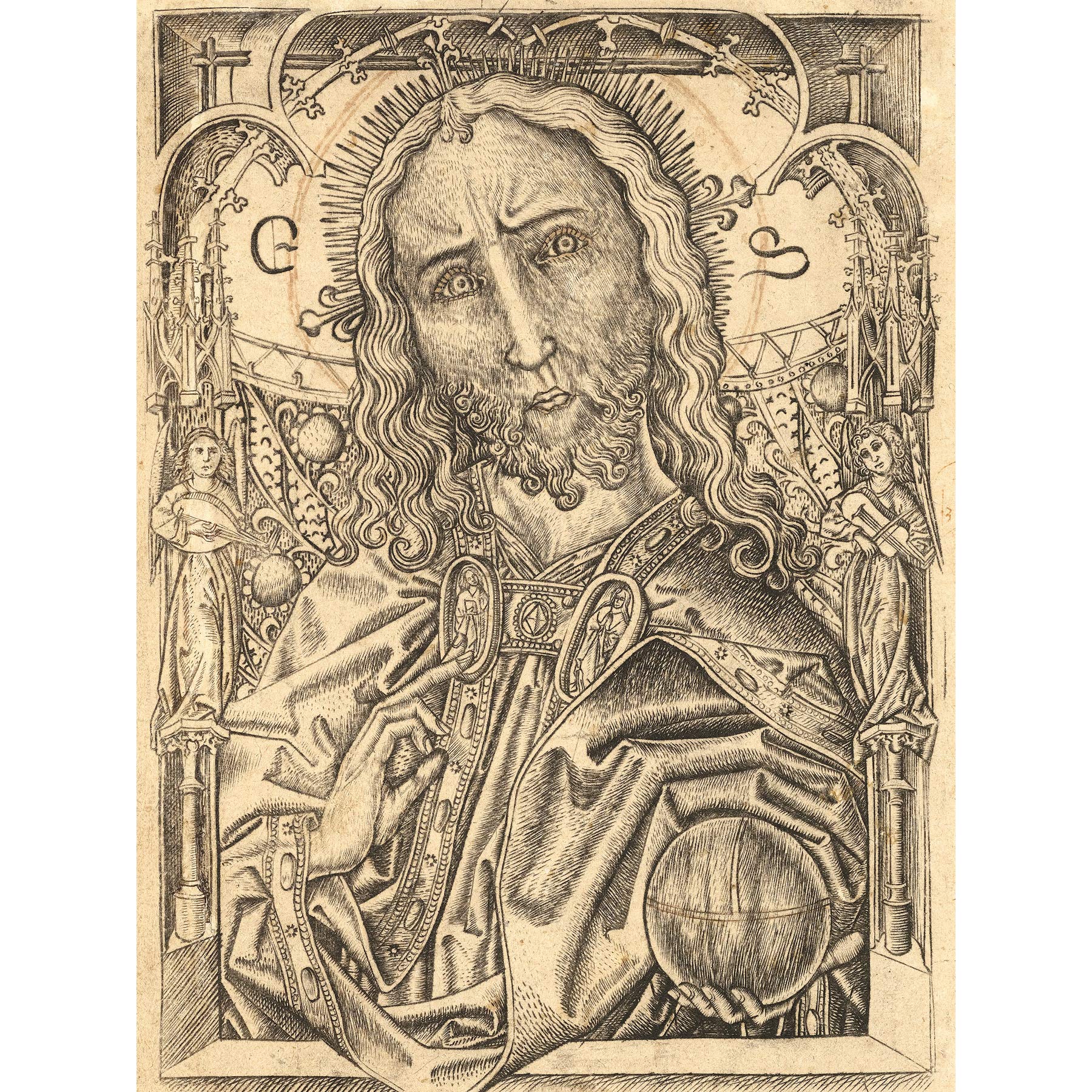 Artery8 Master ES Christ Saviour Engraving Drawing Premium Wall Art Canvas Print 18X24 Inch