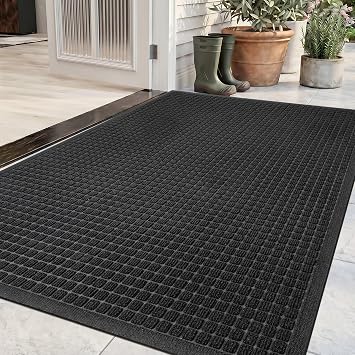 Front Door Mat Indoor Outdoor, 3 x 6 Heavy Duty All-Weather Doormat, Non-Slip Waterproof Absorbent Commercial Floor Mat for Garage, Patio, High Traffic Areas