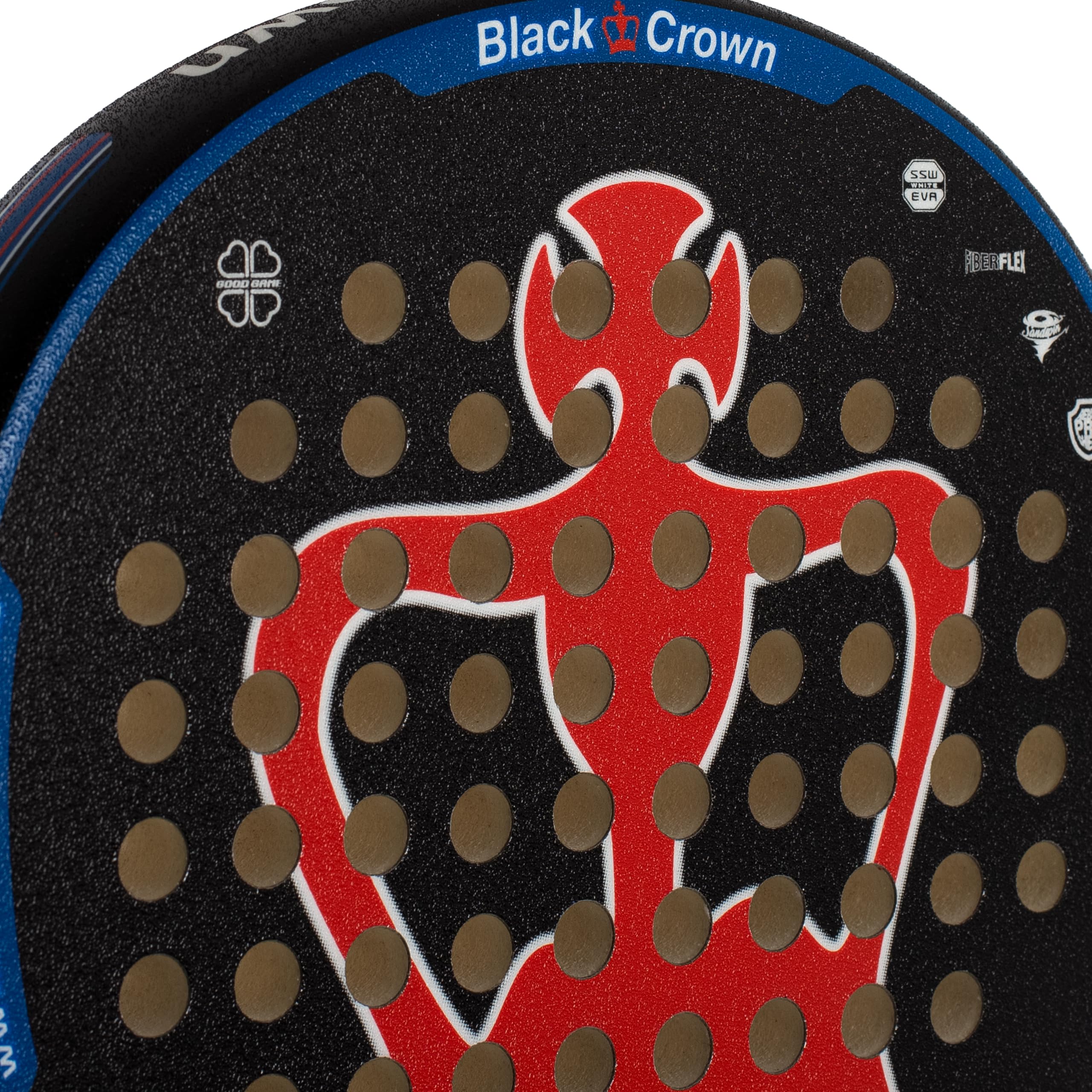 Black Crown - Pala de Pádel Modelo Rebel - Pala Equilibrada - Peso 355-370g - Marco Tubular Carbono 80% 38mm, Forma Redonda - Potencia 50%, Control 50%.