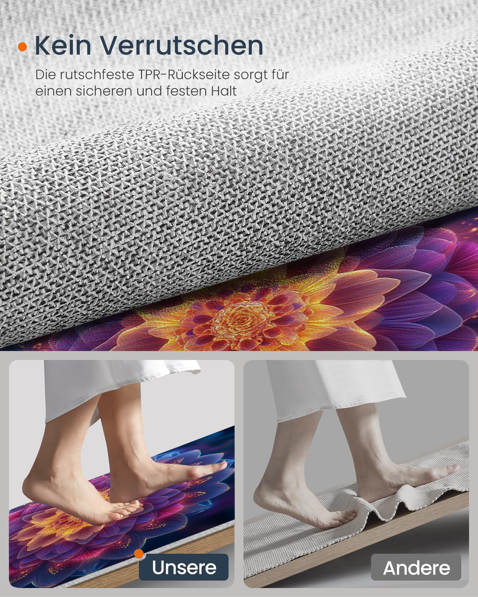 Tapis Rond 100cm, Microfibre Douce Tapis Circulaire Mandala, Moquette Salon Chambre, Imprimés Art Multicouche Pétales Antidérapant Lavable Moquette de Décoration, Bleu Violet