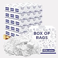 Vista 23 de Trapos de limpieza de camisetas blancas de primera calidad (caja de 10 libras), trapos de algodón blanco para limpieza, manchas, pintura, aceite